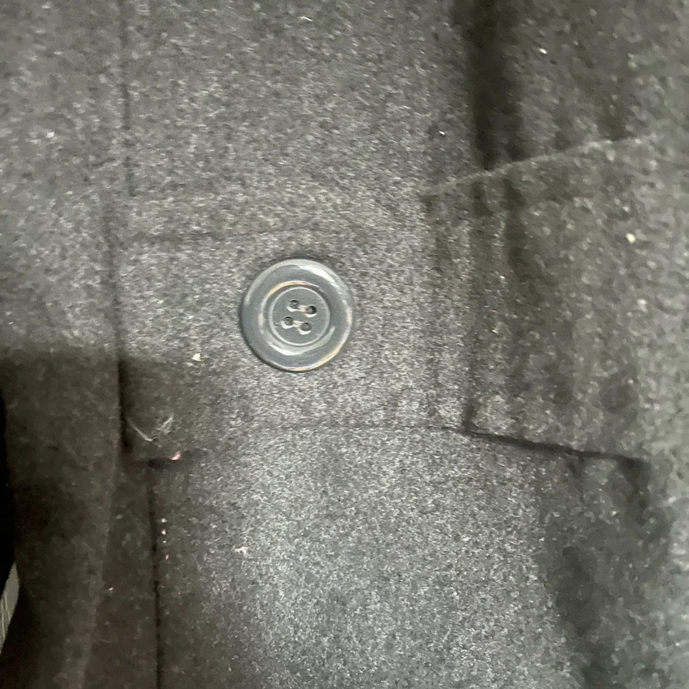 Dark Gray Wool Blend Double-Breasted Peacoat - Picture 6 of 8